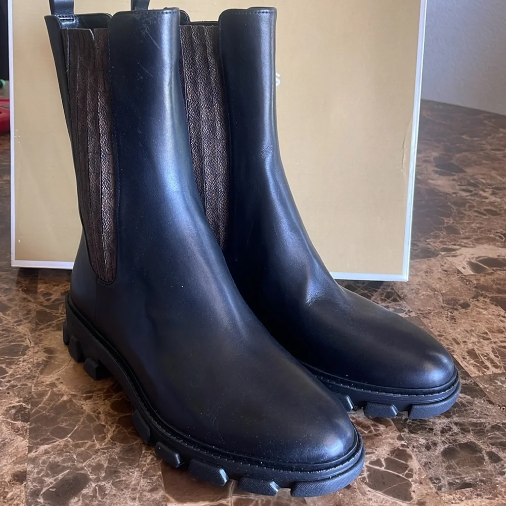 MICHAEL MICHAEL KORS Womens Black Back Pull-Tab Ridley Leather Chelsea size 9 - Picture 5 of 10